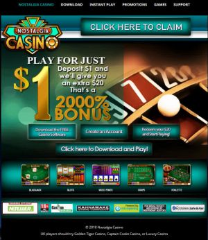 Claim your €20 Bonus for €1 at Nostalgia Casino